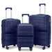 Dark Blue Carry-On Hard Luggage Suitcase 3Pcs Sets on 4Wheels Oxford Luggage 3007 - Senora