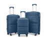 Blue Carry-On Hard Luggage Suitcase 3Pcs Sets on 4Wheels Oxford Luggage 3007 - Senora