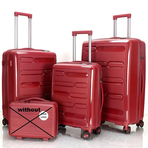 Maroon Carry-On Hard Luggage Suitcase 3Pcs Sets on 4Wheels Oxford Luggage 3007 - Senora