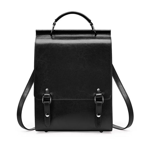 Black Leather Backpacks For women-Chic Zipper Closure Backpack 557-1 - Senora