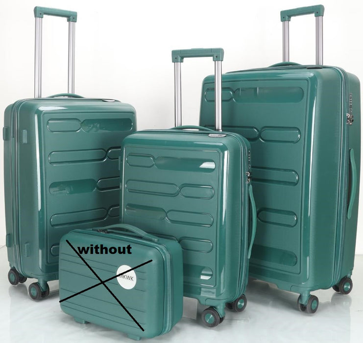 Green Carry-On Hard Luggage Suitcase 3Pcs Sets on 4Wheels Oxford Luggage 3007 - Senora