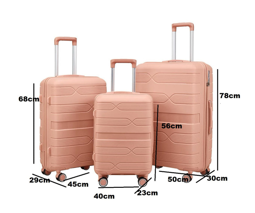 Green Carry-On Hard Luggage Suitcase 3Pcs Sets on 4Wheels Oxford Luggage 3007 - Senora