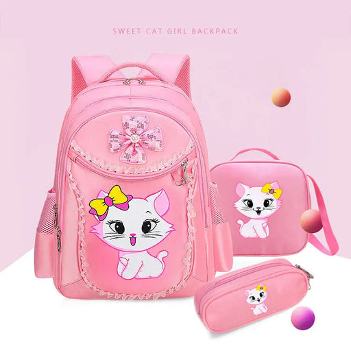 3 Pieces Pink Cat Children Backpack School Bags for girls 4136-1 - Senora