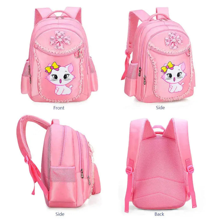 3 Pieces Pink Cat Children Backpack School Bags for girls 4136-1 - Senora