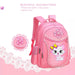 3 Pieces Pink Cat Children Backpack School Bags for girls 4136-1 - Senora