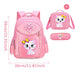 3 Pieces Pink Cat Children Backpack School Bags for girls 4136-1 - Senora