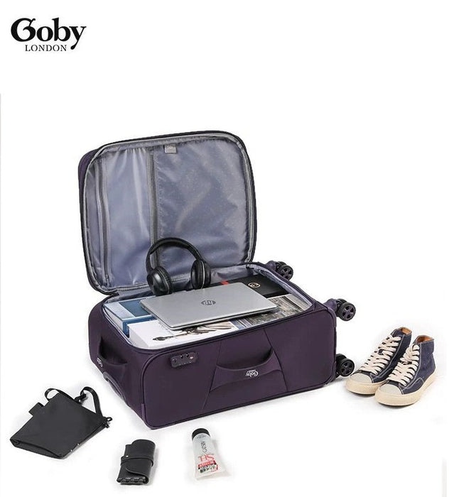 Purple  Goby London Carry-On Luggage Suitcase 3Pcs Sets On Wheels Oxford Luggage 3006 - Senora