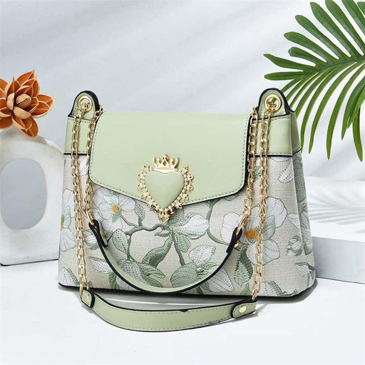 Green Heart Decor Flap Over Mini Crossbody Bag 8816-3 - Senora