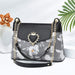 Black Heart Decor Flap Over Mini Crossbody Bag 8816-3 - Senora