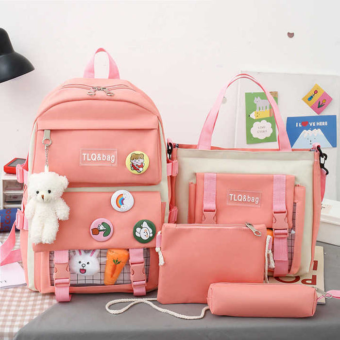 Multi pieces canvas girls Korean style trendy backpack