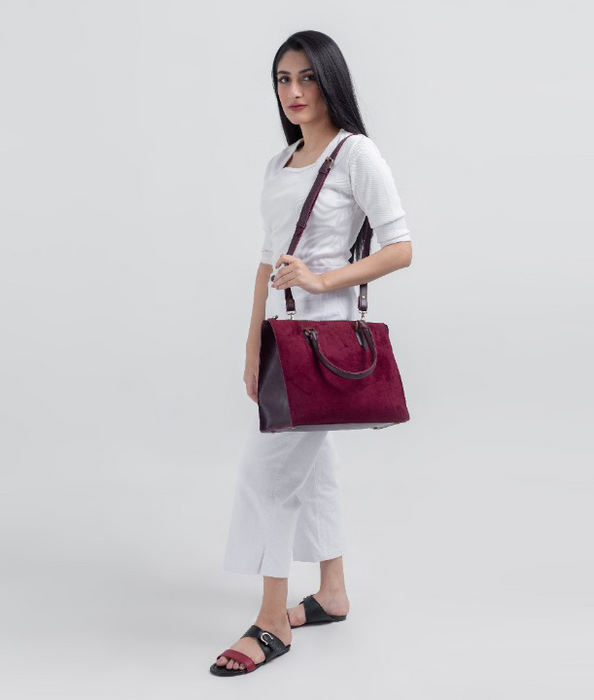 Maroon Velvet Handbag For Women 599 - Senora