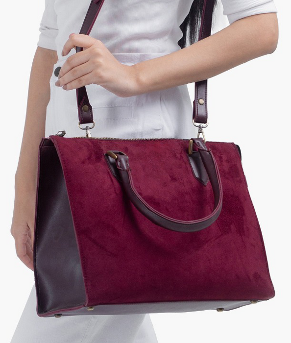 Maroon Velvet Handbag For Women 599 - Senora