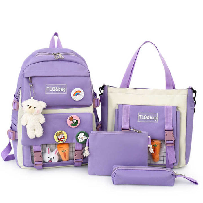 Multi pieces canvas girls Korean style trendy backpack