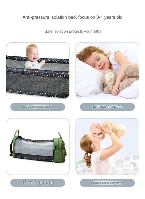 Grey Baby Nappy Diaper Backpack, Foldable Stroller Bag  USB Changing Bags Mosquito Net 4122 - Senora