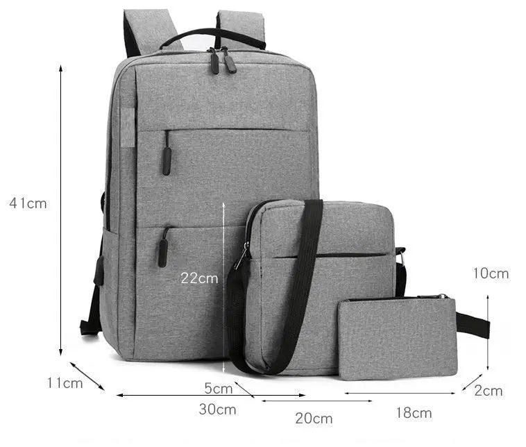 3Pcs Sets Men & Women Waterproof Backpack Without USB Port 4105 - Senora