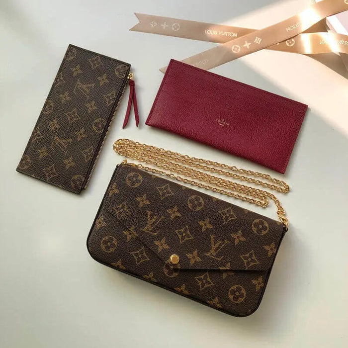 Louis Vuitton (Box Packing) 1969 Monogram Canvas Pochette Felicie Wallets Handbag Clutch Article:M61276 - Senora