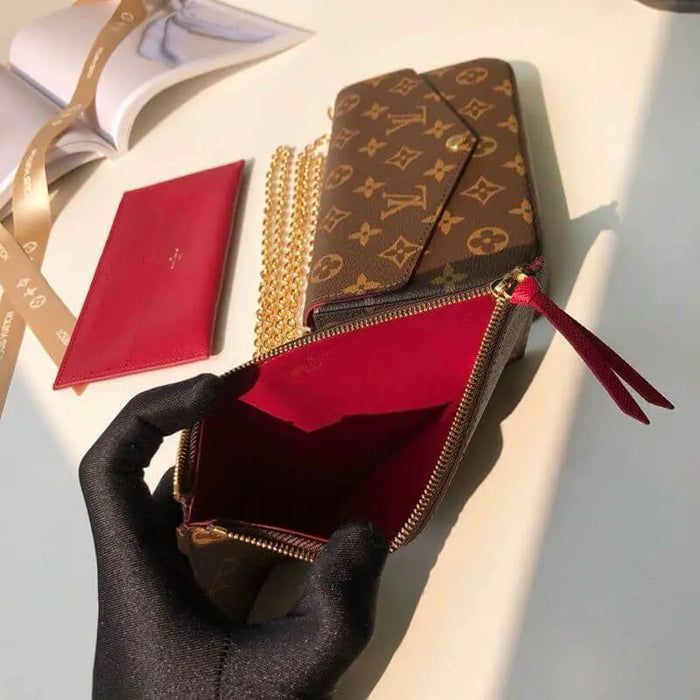 Louis Vuitton (Box Packing) 1969 Monogram Canvas Pochette Felicie Wallets Handbag Clutch Article:M61276 - Senora