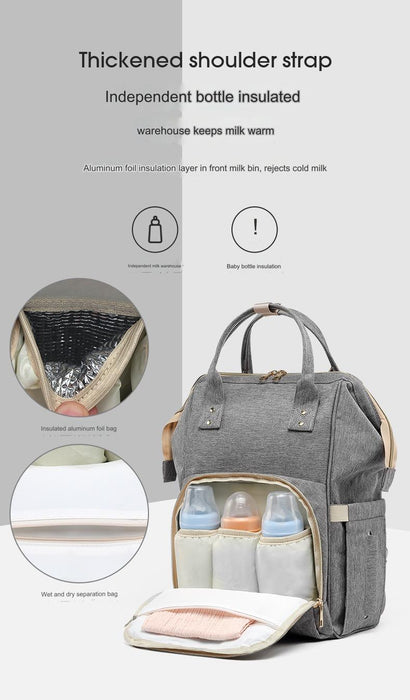 Grey Diaper Bag, Baby Nappy Changing Bag 4125 - Senora