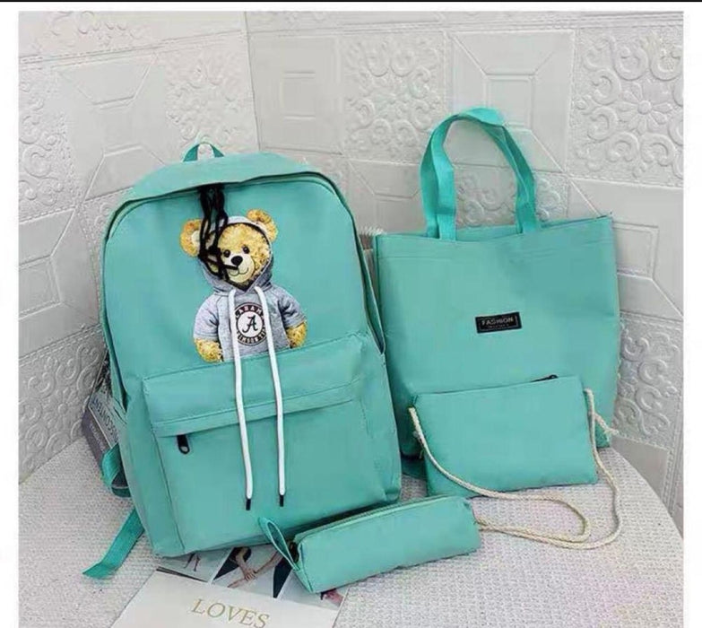 4pcs decent teddy backpack, shoulder backpack for girls /collage girls - Senora