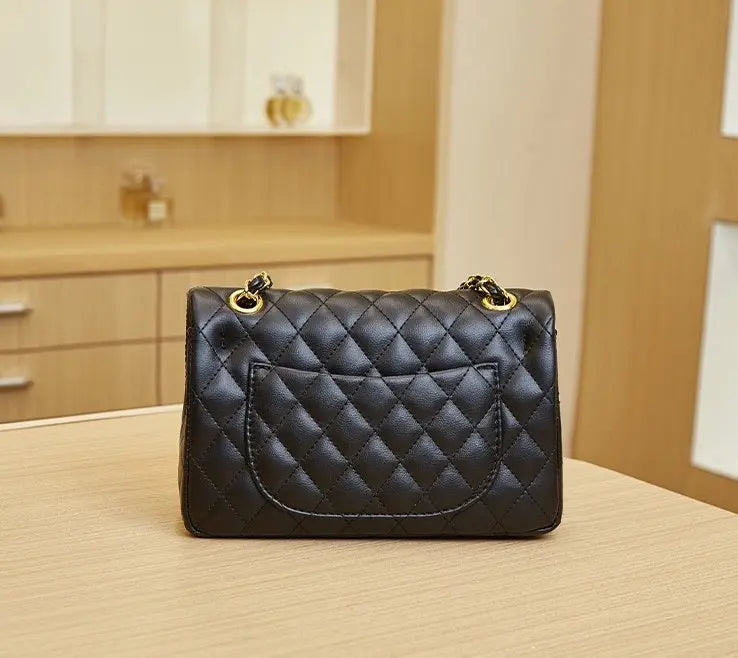 Chanel Brand Orignal Classic Medium Black lambskin leather with Gold hardware 4485 - Senora