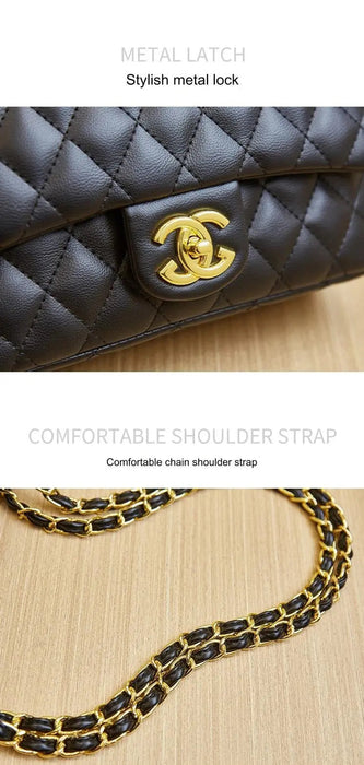 Chanel Brand Orignal Classic Medium Black lambskin leather with Gold hardware 4485 - Senora