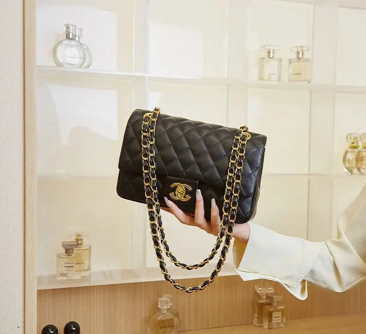 Chanel Brand Orignal Classic Medium Black lambskin leather with Gold hardware 4485 - Senora