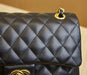 Chanel Brand Orignal Classic Medium Black lambskin leather with Gold hardware 4485 - Senora