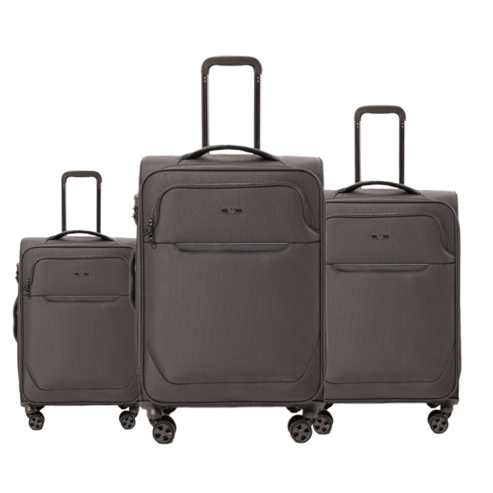 Grey Goby London Carry-On Luggage Suitcase 3Pcs Sets On Wheels Oxford Luggage 3006 - Senora