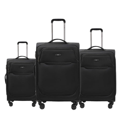 Black Goby London Carry-On Luggage Suitcase 3Pcs Sets On Wheels Oxford Luggage 3006 - Senora