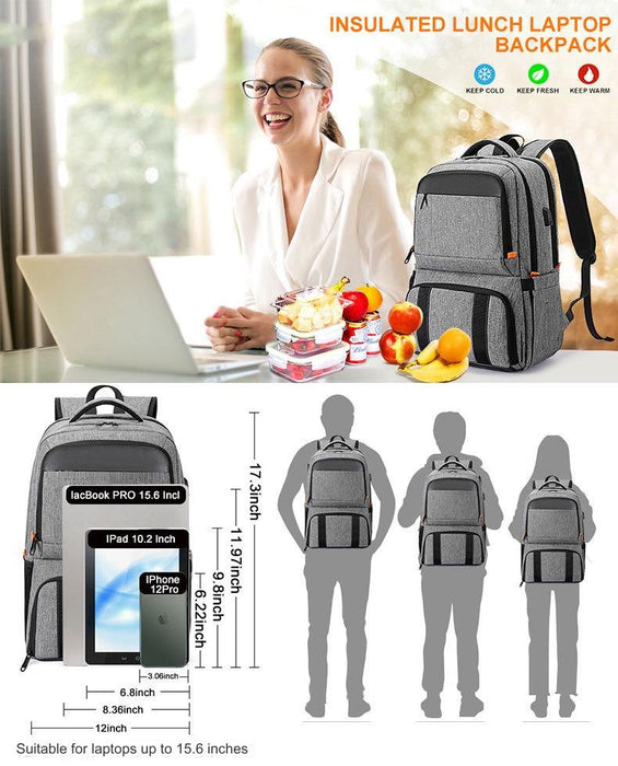 Lunch Backpack, Insulated Cooler Backpack Lunch Box for Men Women with USB Port AB230 - Senora