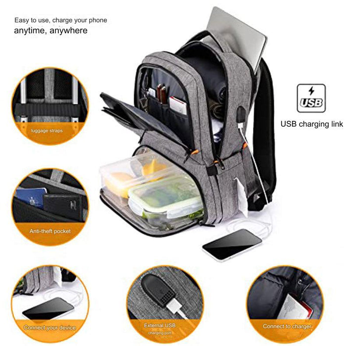 Lunch Backpack, Insulated Cooler Backpack Lunch Box for Men Women with USB Port AB230 - Senora