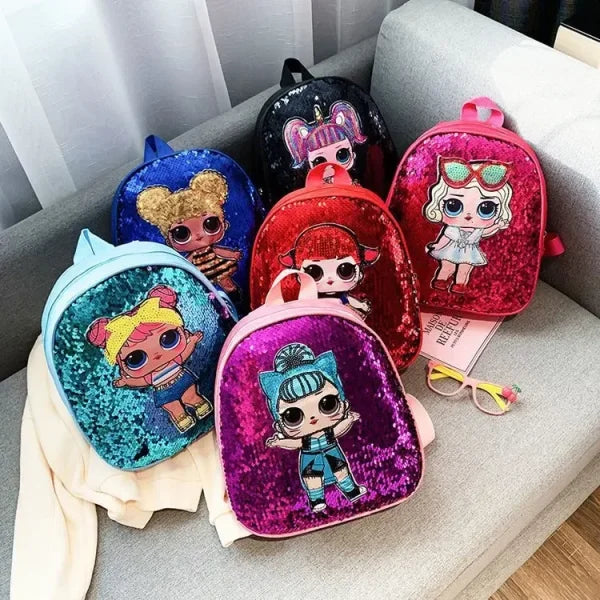 School Bag Fashion Cartoon Baby Girls Handbags Knapsack Mini Doll Bag Pack Glitter(random Color) - Senora